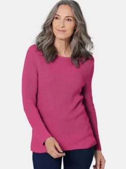 Goldner Damen Strickpullover in pink - Ärmel: langarm