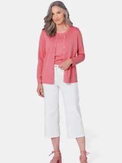 Goldner Damen Strick-Sets in rosa - Ausschnitt: Rundhals