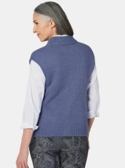 Goldner Damen Strickwesten - Kurzgröße in blau