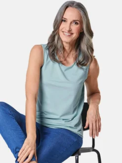 Goldner Damen Tops in blau - Ausschnitt: Rundhals