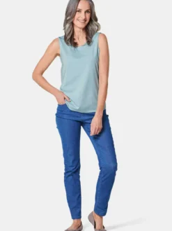 Goldner Damen Tops in blau - Ausschnitt: Rundhals