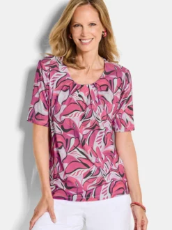 Goldner Damen T-Shirt in pink - Ausschnitt: Rundhals