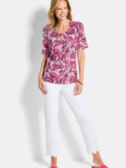 Goldner Damen T-Shirt in pink - Ausschnitt: Rundhals
