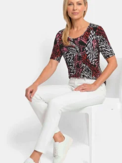 Goldner Damen T-Shirt in schwarz - Ausschnitt: Rundhals