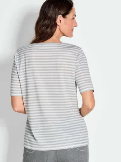 Goldner Damen T-Shirts in grau - Ausschnitt: U-Boot
