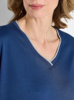 Goldner Damen T-Shirts in royal - Ärmel: Halbarm