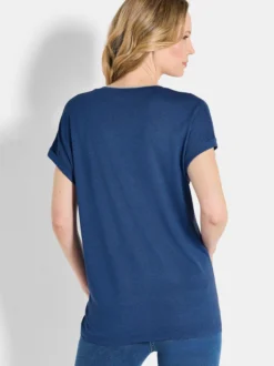 Goldner Damen T-Shirts in royal - Ärmel: Halbarm