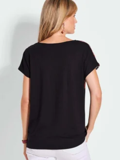 Goldner Damen T-Shirts in schwarz - Ausschnitt: U-Boot