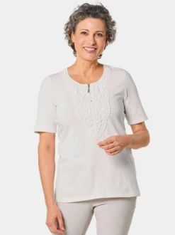 Goldner Damen T-Shirts in weiß - Ausschnitt: Rundhals
