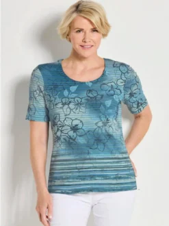 Goldner Damen T-Shirts - Kurzgröße in blau