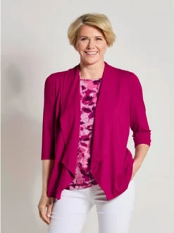 Goldner Damen Twinset-Oberteil in aubergine
