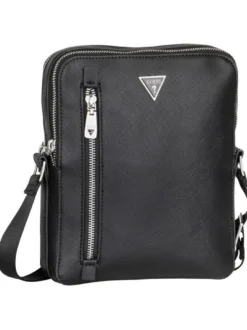 GUESS Herren Bodybag - Torino Saffiano Eco Double Zip in schwarz