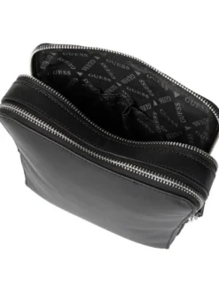 GUESS Herren Bodybag - Torino Saffiano Eco Double Zip in schwarz