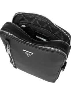 GUESS Herren Bodybag - Torino Saffiano Eco Double Zip in schwarz