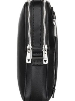 GUESS Herren Bodybag - Torino Saffiano Eco Double Zip in schwarz