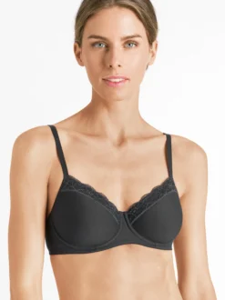 Hanro Damen Schalen BH - Cotton Lace in schwarz