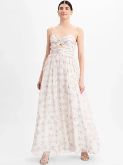 Hey Kyla Damen Abendkleid in ecru lila - Ärmel: ohne Arm