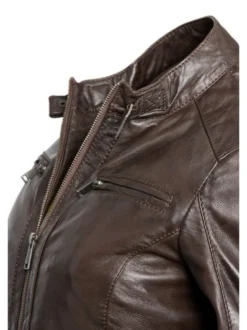 HIS Damen Lederjacke in braun