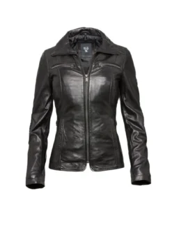 HIS Damen Lederjacke in schwarz
