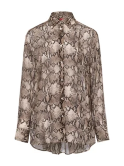 HUGO Damen Hemdbluse - The Boyfriend Shirt in beige braun