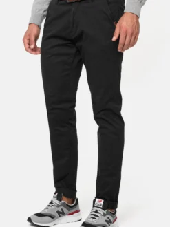 Indicode Herren Chinohose - Cherry in schwarz