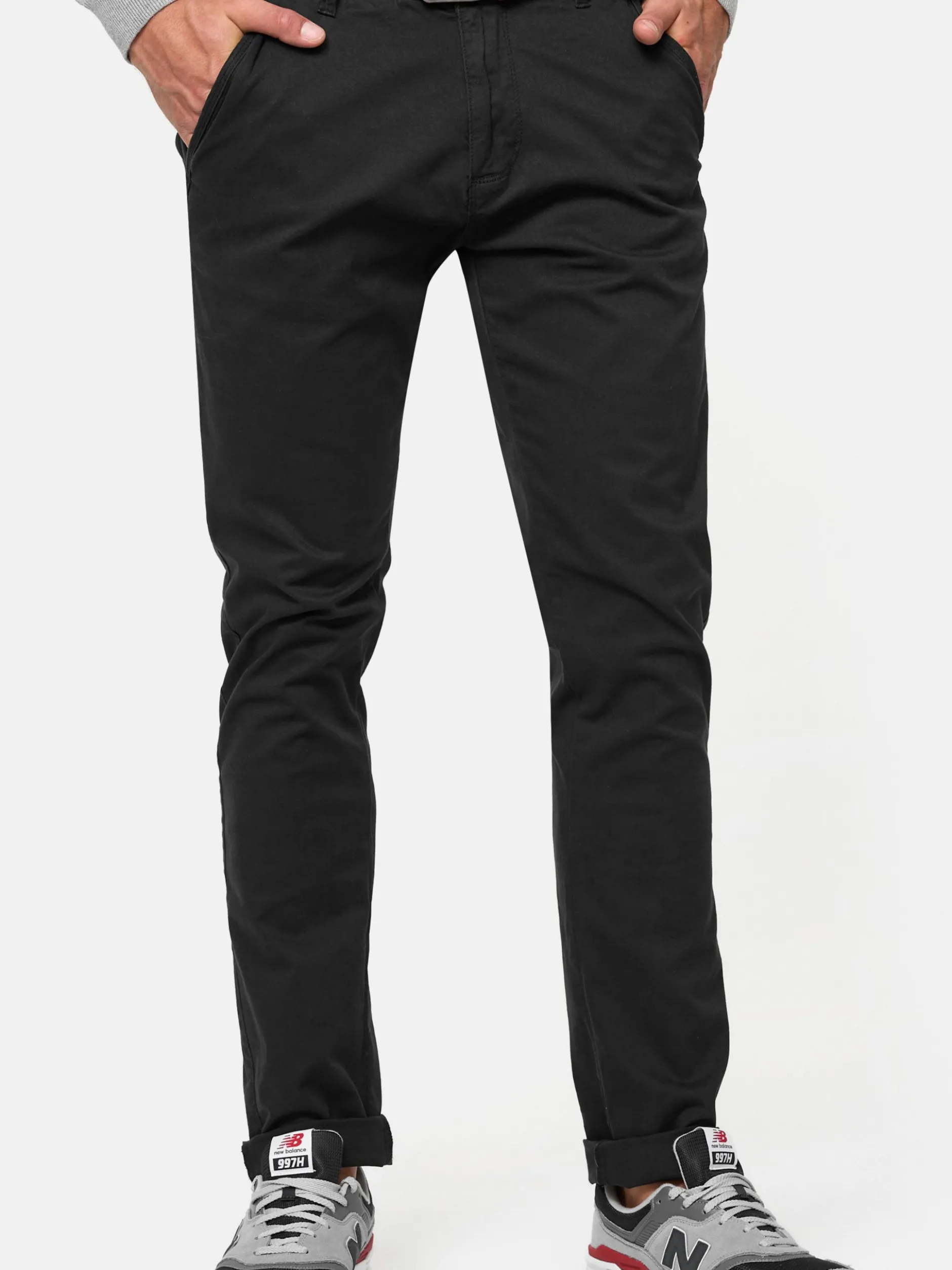 Indicode Herren Chinohose - Cherry in schwarz