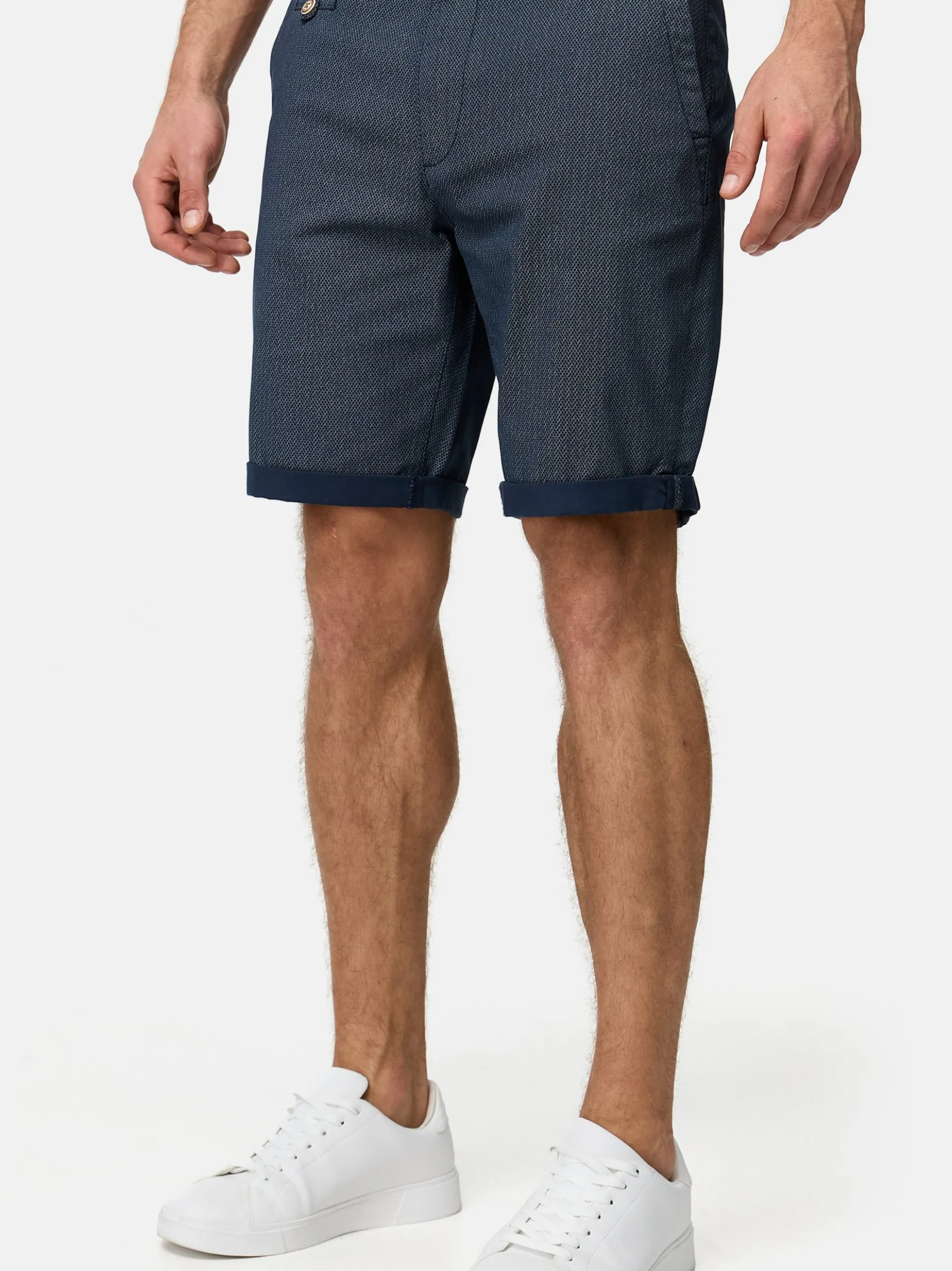 Indicode Herren Chino Shorts - Cuba in blau denim