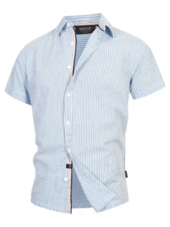 Indicode Herren Hemd Kurzarm - INMaribo in blau braun