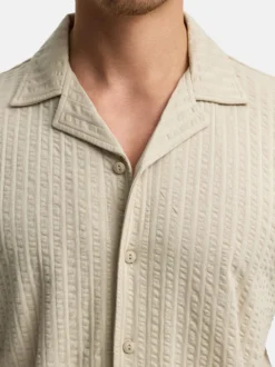 Indicode Herren Hemd Kurzarm - INCrepe in beige taupe