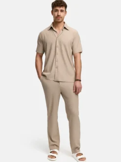 Indicode Herren Hemd Kurzarm - INLamgo in taupe beige