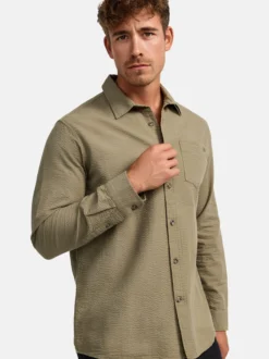 Indicode Herren Hemd Langarm - INCaix in beige grün