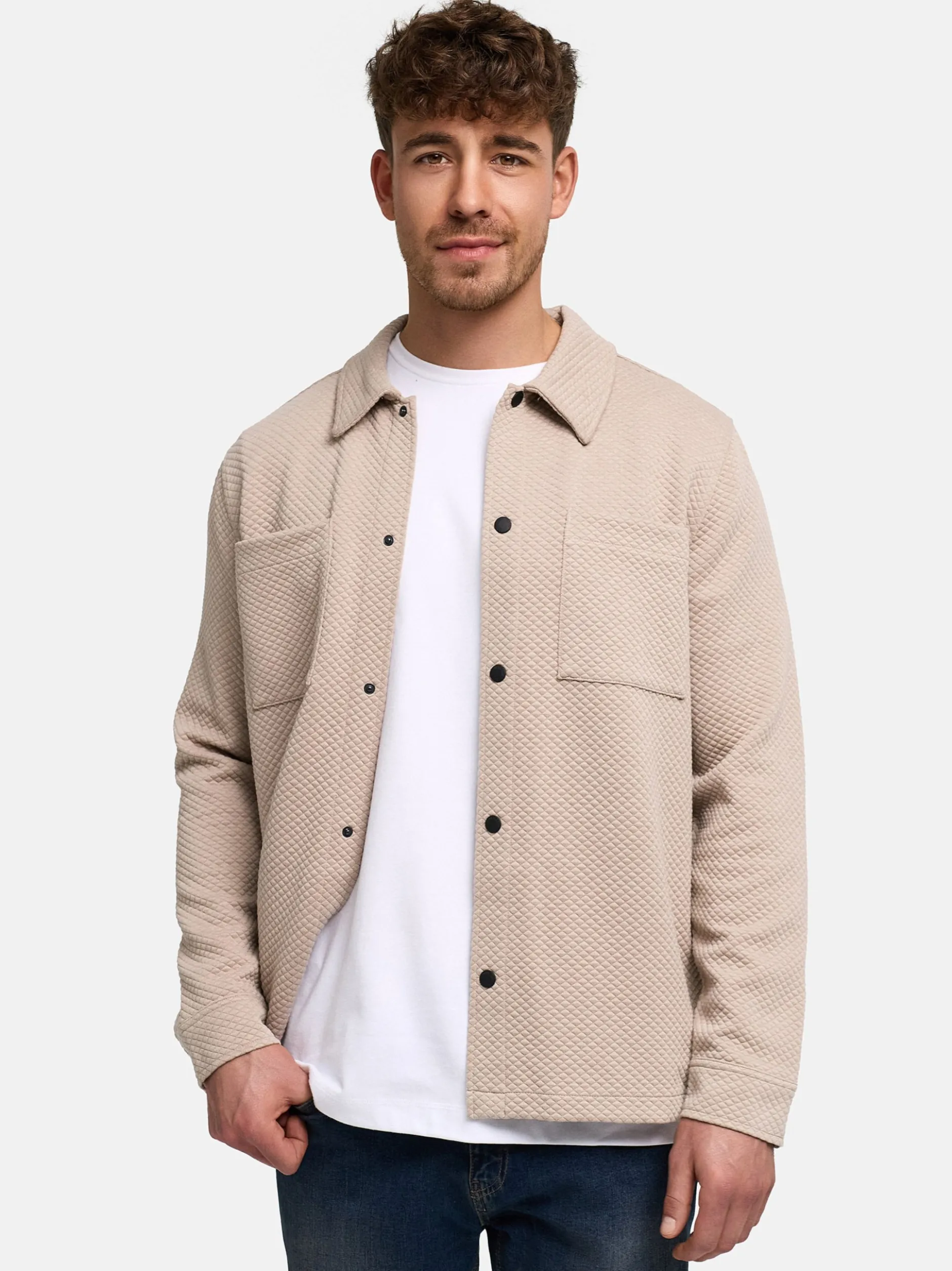 Indicode Herren Hemd Langarm - INRhomon in taupe beige