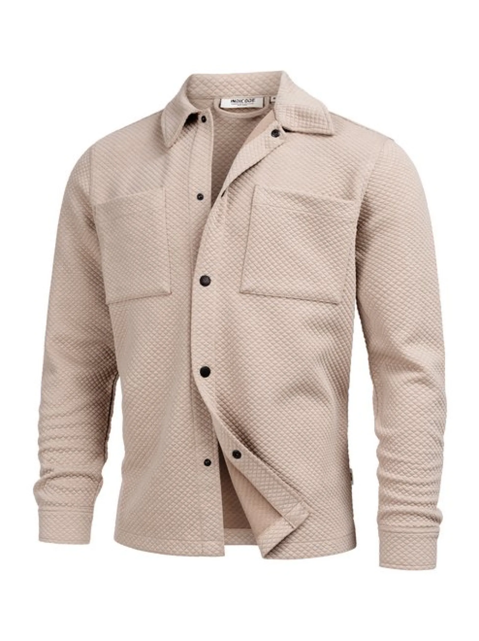 Indicode Herren Hemd Langarm - INRhomon in taupe beige