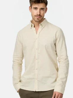 Indicode Herren Hemd Langarm - Brayden in beige sand