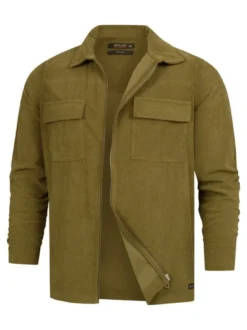 Indicode Herren Hemd Langarm - INNemoto Zip Shirt in oliv khaki