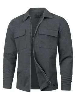 Indicode Herren Hemd Langarm - INNello Zip Shirt in anthrazit