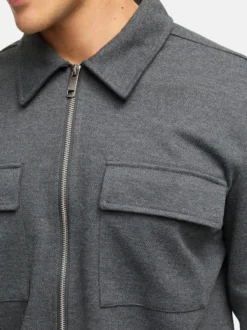 Indicode Herren Hemd Langarm - INNello Zip Shirt in anthrazit
