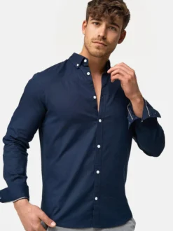 Indicode Herren Hemd Langarm - Brayden in marine