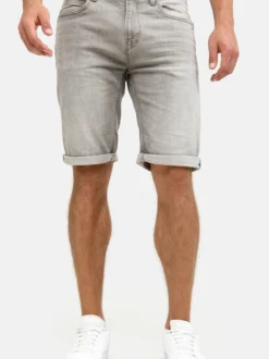 Indicode Herren Jeans Shorts - Caden in hellgrau grau