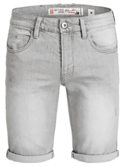 Indicode Herren Jeans Shorts - Caden in hellgrau grau