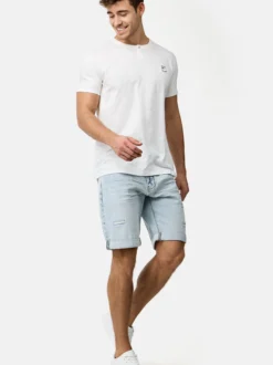 Indicode Herren Jeans Shorts - Caden in bleached blau