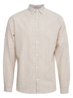Indicode Herren Langarmhemd - IDHanko in beige