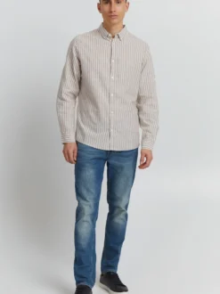 Indicode Herren Langarmhemd - IDHanko in beige