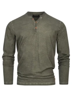 Indicode Herren Langarmshirt - INKilsone in grün khaki