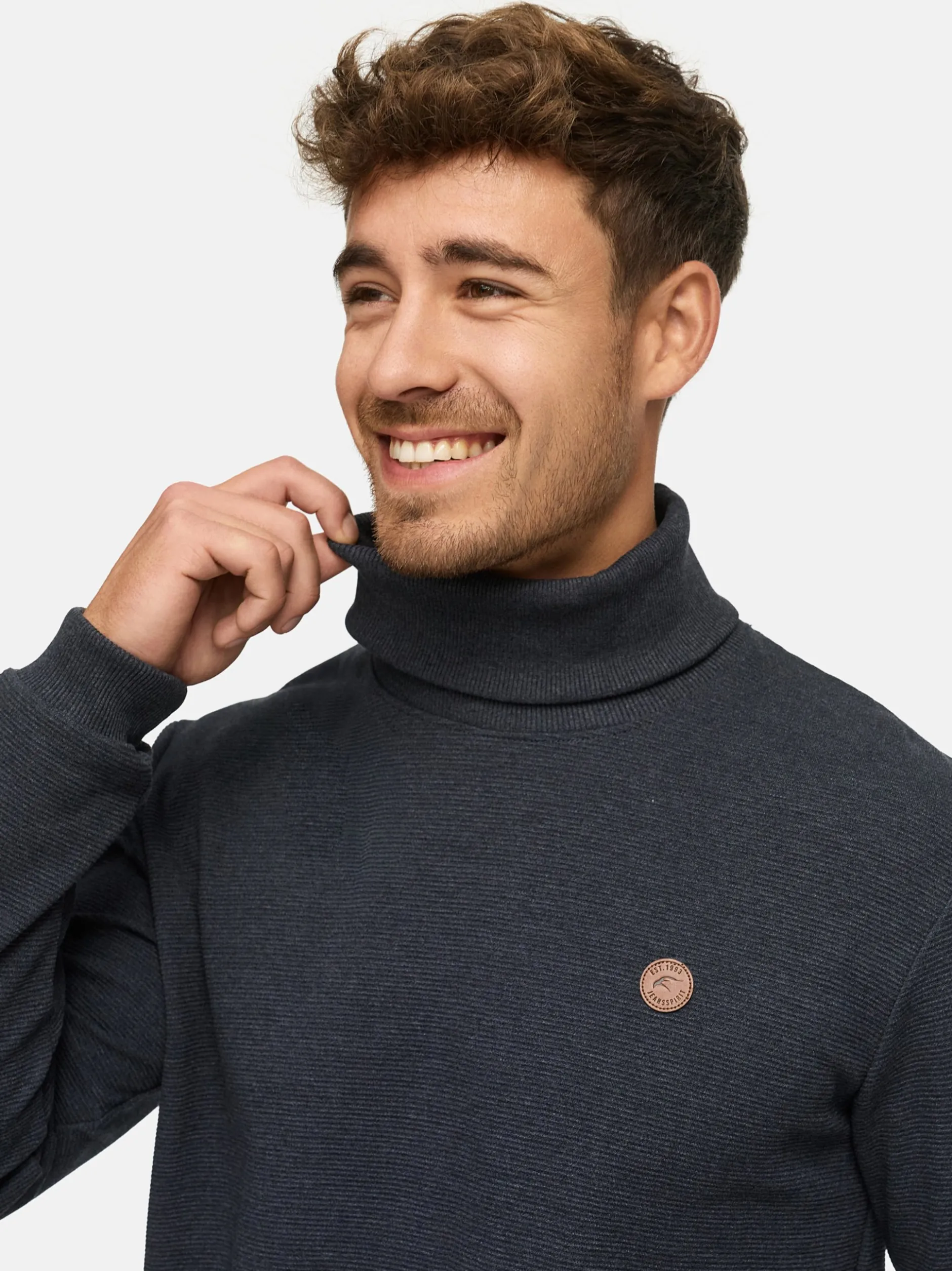 Indicode Herren Langarmshirt Rollkragen - INGuadalupe Roll neck in anthrazit