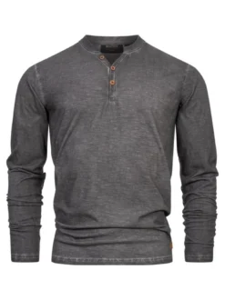 Indicode Herren Langarmshirt - INKilsone in anthrazit grau