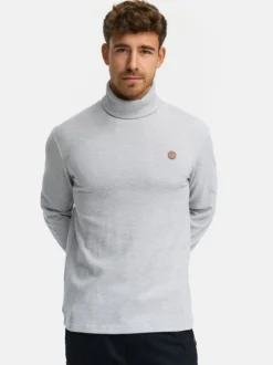 Indicode Herren Langarmshirt Rollkragen - INGuadalupe Roll neck in hellgrau