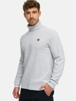 Indicode Herren Langarmshirt Rollkragen - INGuadalupe Roll neck in hellgrau
