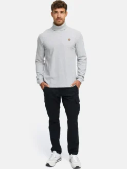 Indicode Herren Langarmshirt Rollkragen - INGuadalupe Roll neck in hellgrau