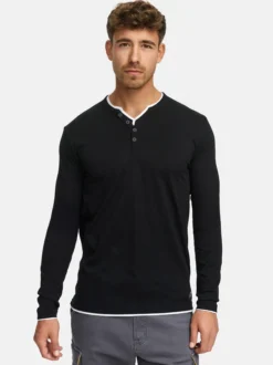Indicode Herren Langarmshirt - INColeson in schwarz